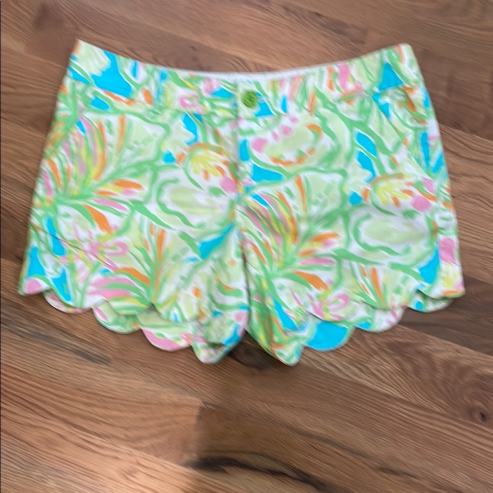 Lilly Pulitzer High Waist Green and Blue Shorts